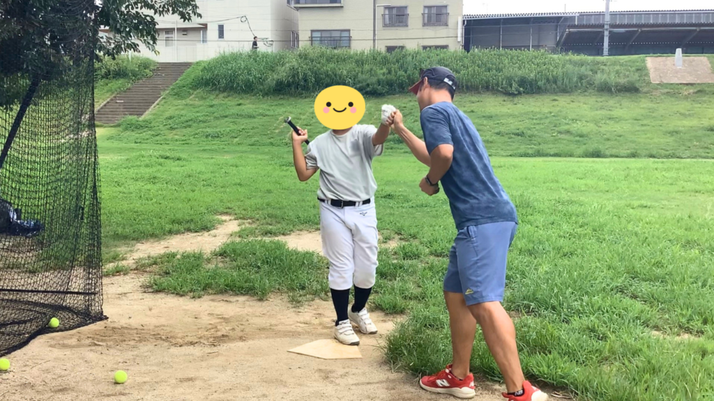 中学1年生のロングティーでのスイングの様子